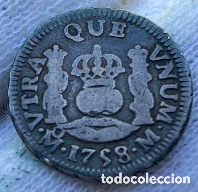 Monedas de Espa&ntilde;a: Moneda PLATA 1/2 Real 1758 M&eacute;xico. FERNANDO VI. Columnario