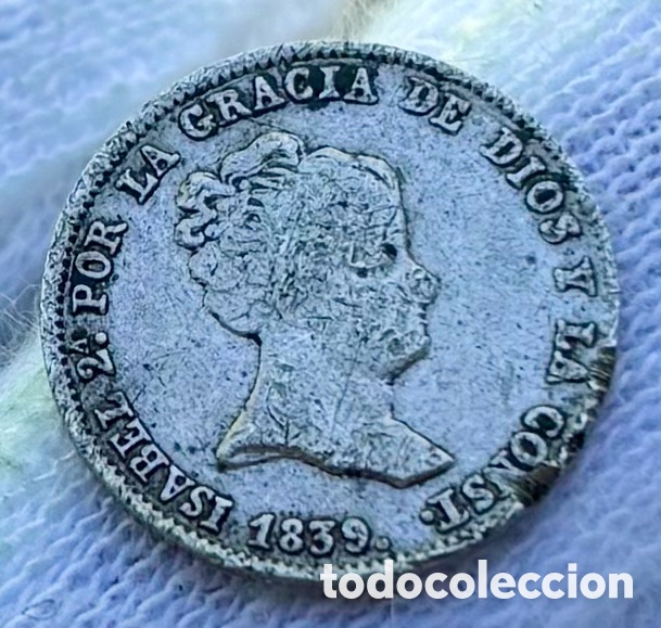 Monedas de Espa&ntilde;a: Moneda PLATA 1 Real 1839 Madrid. ISABEL II . SIrvio Como joya
