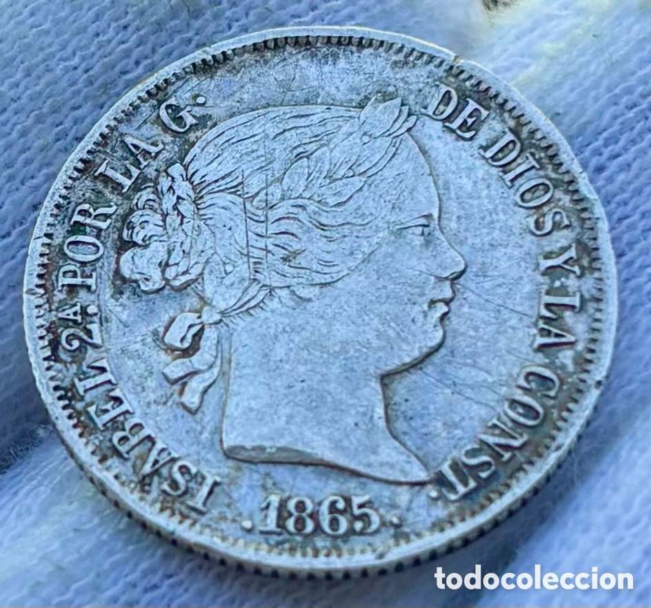 Monedas de Espa&ntilde;a: Moneda PLATA 40 C&eacute;ntimos Real 1865 Madrid. ISABEL II