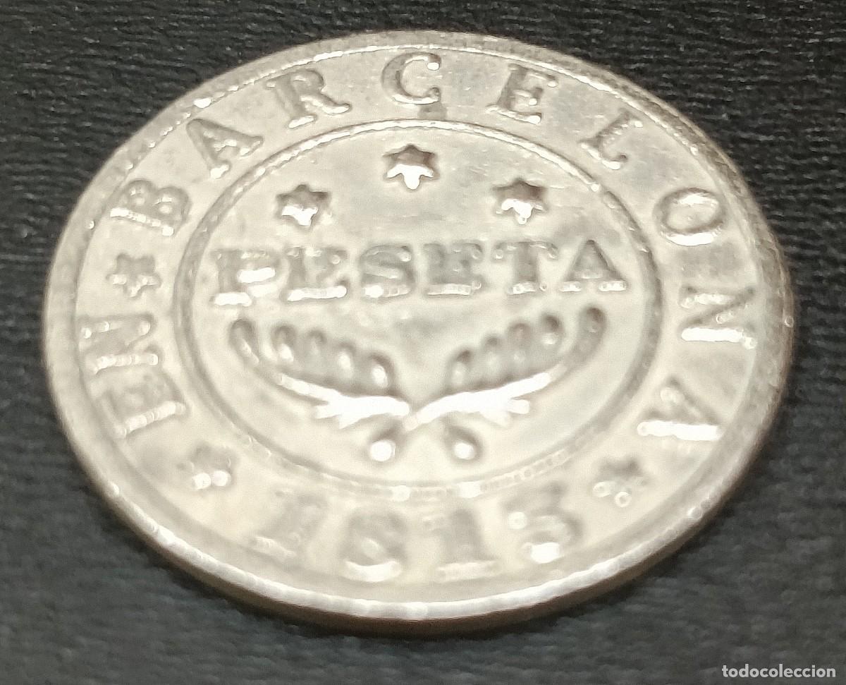 Monedas de Espa&ntilde;a: Moneda de Barcelona de 1 peseta 1813 - Foto 4