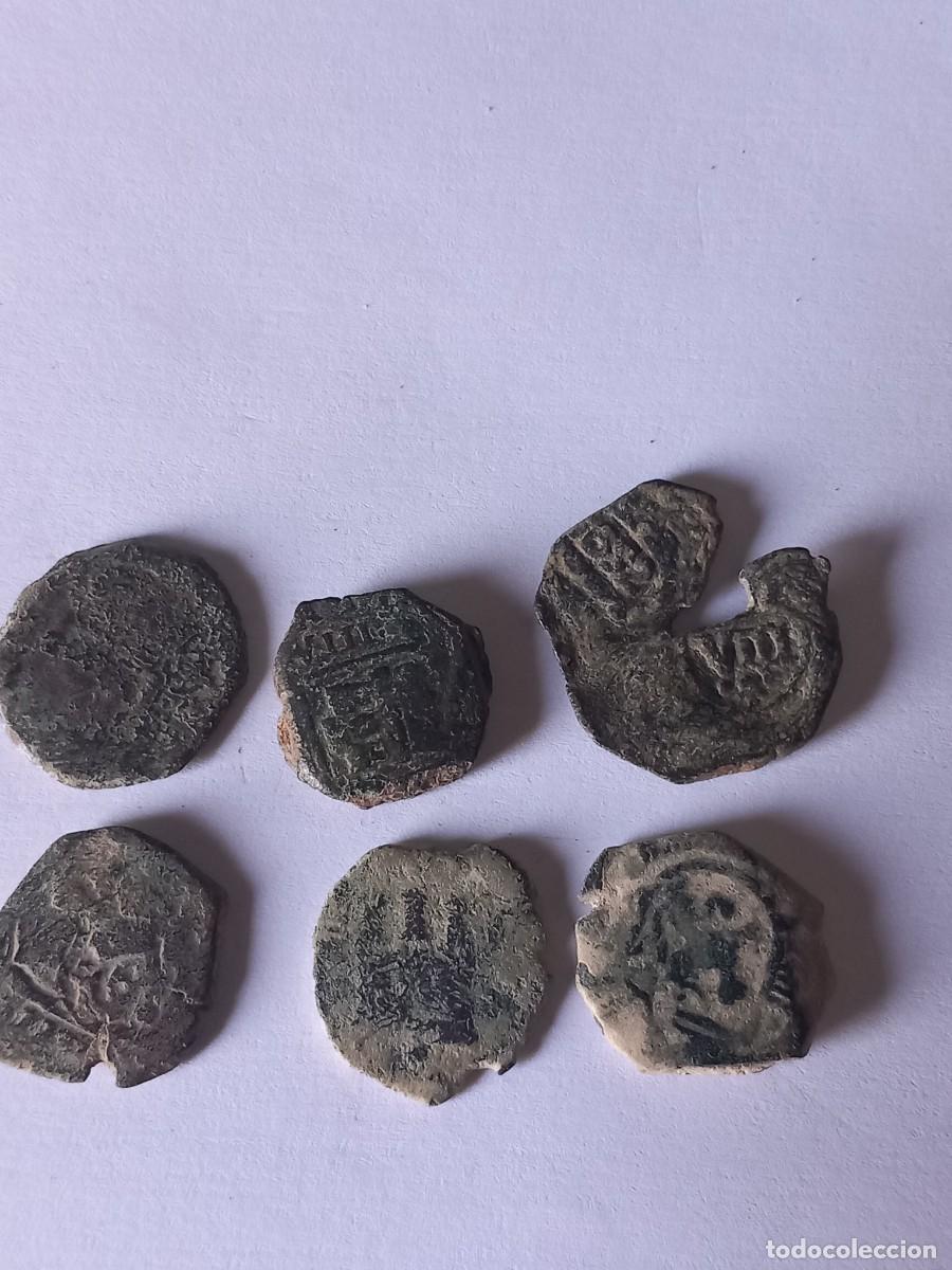 Monedas de Espa&ntilde;a: Lote 6. 6 monedas espa&ntilde;olas. Cobres, resellos, etc