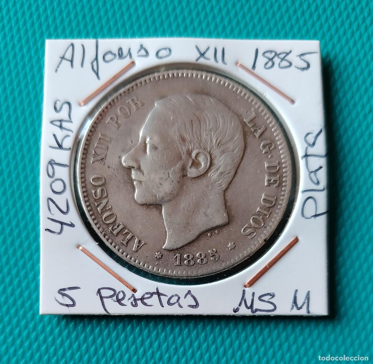 Monedas de Espa&ntilde;a: MONEDA DE ESPA&Ntilde;A - 5 PESETAS DE PLATA - ALFONSO XII 1885 MS M - 4209KAS