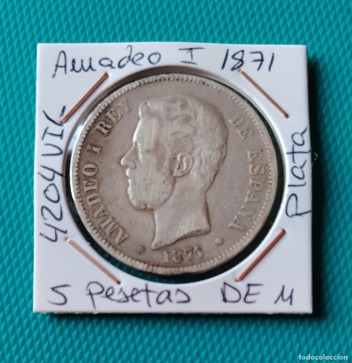 Monedas de Espa&ntilde;a: MONEDA DE ESPA&Ntilde;A - 5 PESETAS DE PLATA - AMADEO I A&Ntilde;O 1871 DE M - 4204VIL