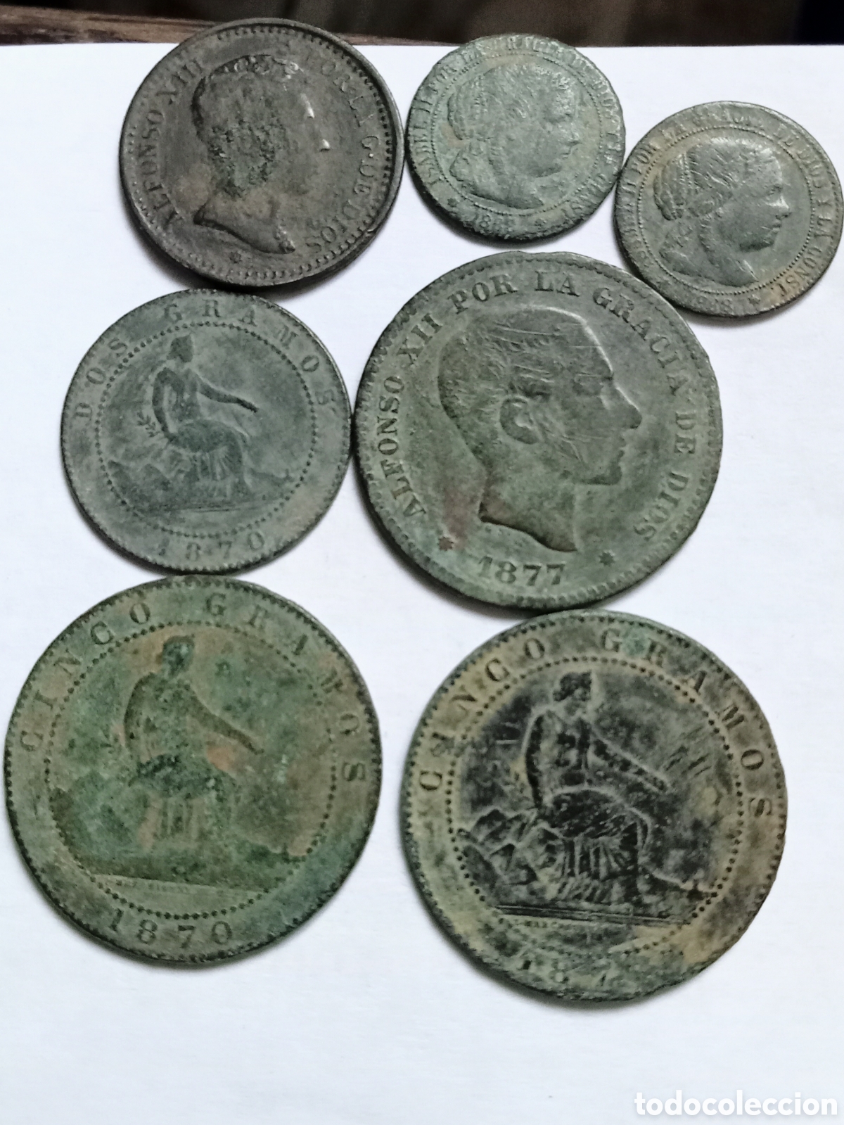 Monedas de Espa&ntilde;a: 7 MONEDAS - A&Ntilde;OS 1868 AL 1904 - CENTIMOS