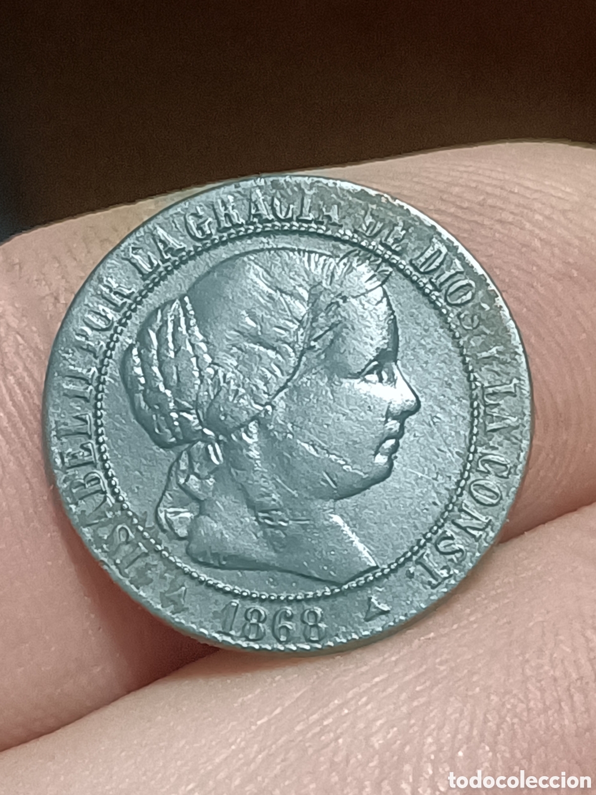 Monedas de Espa&ntilde;a: Isabel II 1 c&eacute;ntimo de Escudo 1868 Segovia