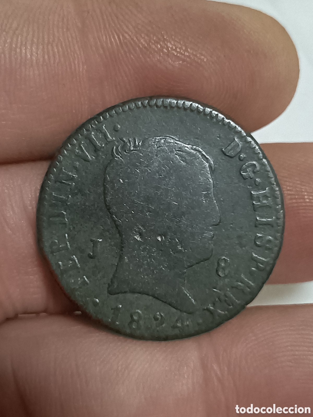 Monedas de Espa&ntilde;a: 8 maraved&iacute;s Fernando VII 1824 Jubia