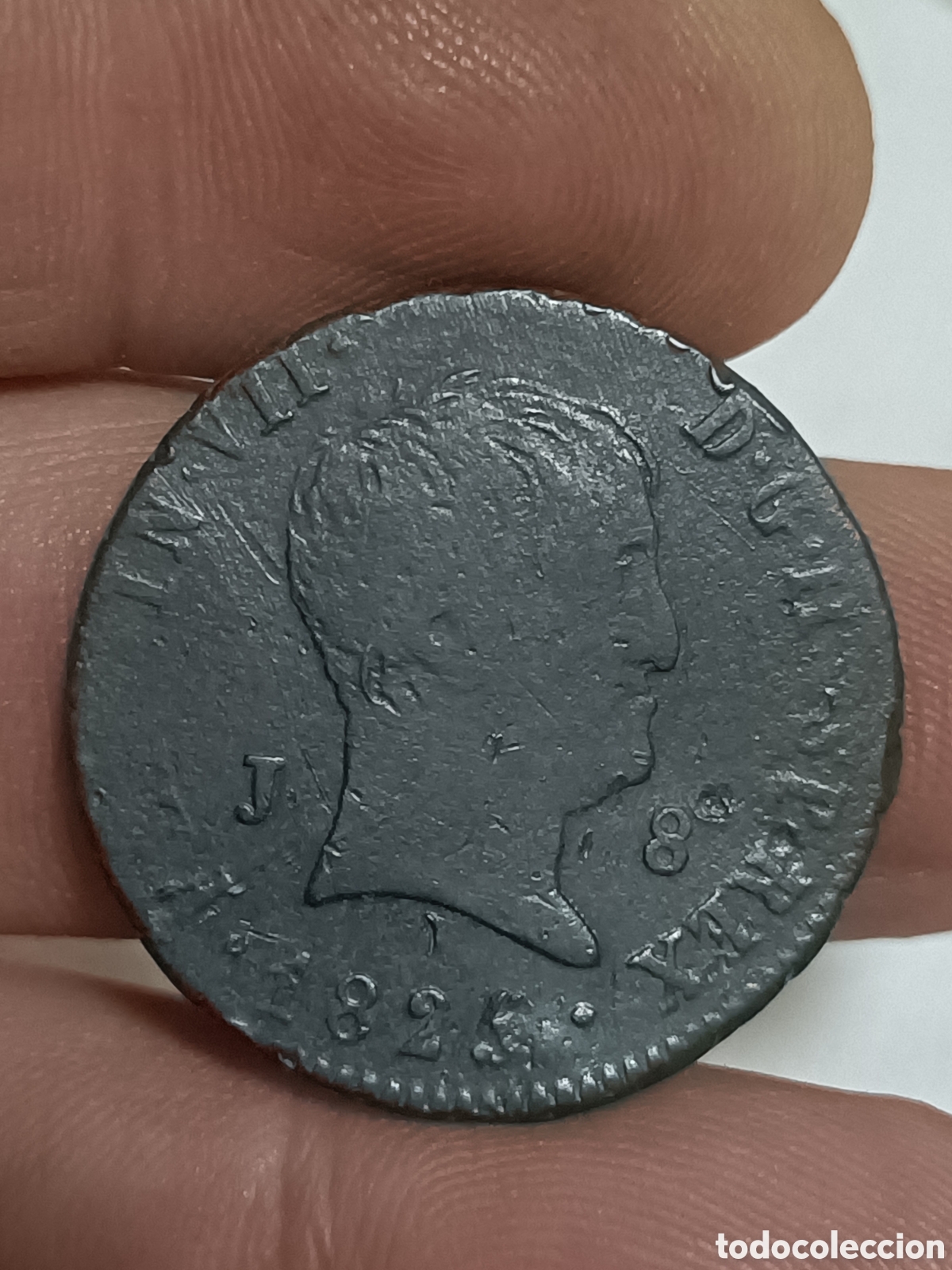 Monedas de Espa&ntilde;a: 8 maraved&iacute;s Fernando VII 1825 Jubia