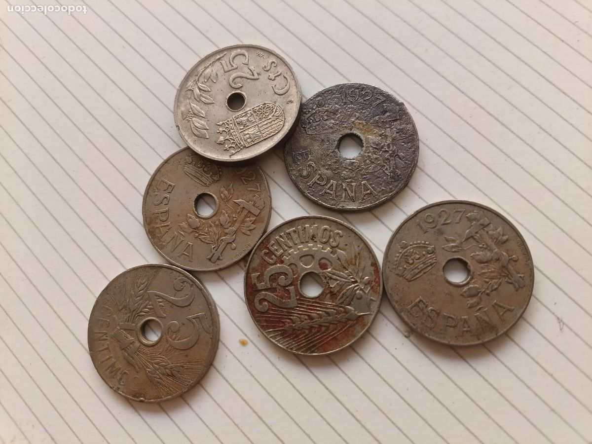 Monedas de Espa&ntilde;a: 6 MONEDAS DE 26 CENTIMOS DEL AGUJERO