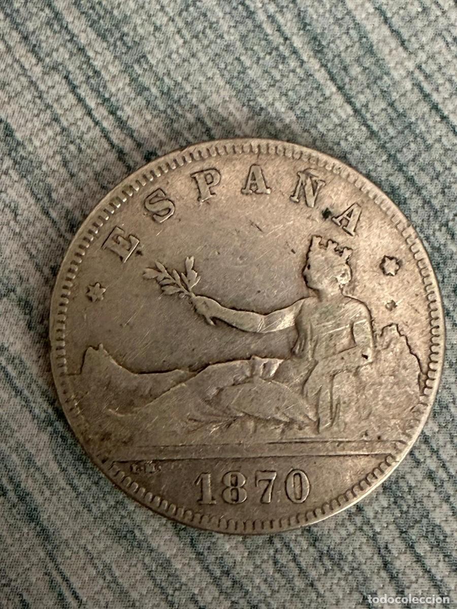 Monedas de Espa&ntilde;a: Moneda, Espa&ntilde;a (Gobierno Provisional). Plata, 1870. 2 pesetas