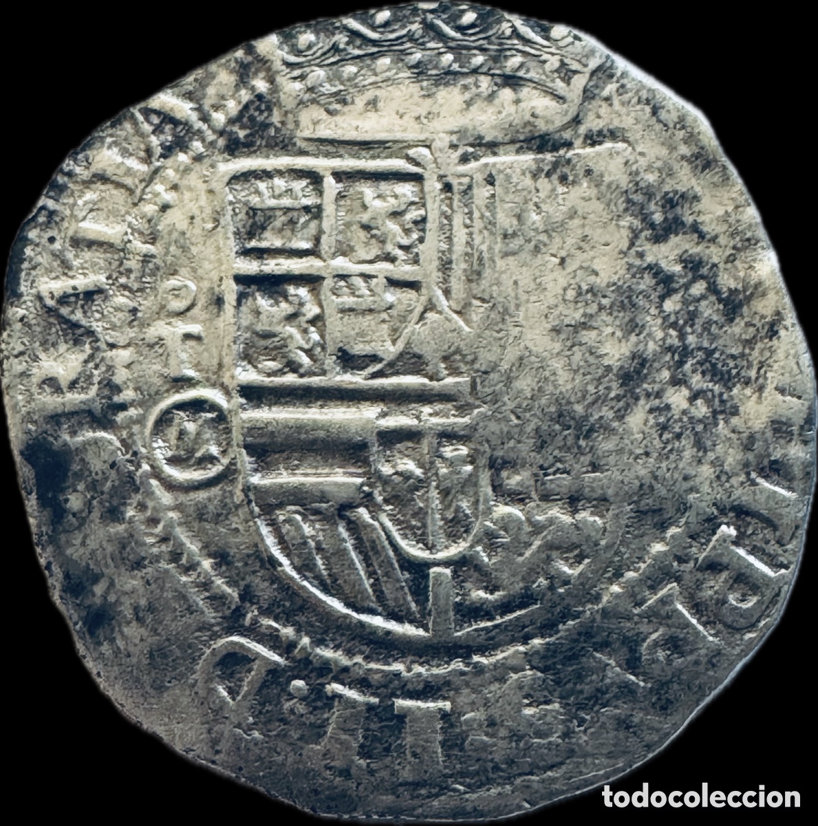 Monedas de Espa&ntilde;a: Felipe II 8 Reales (macuquina)