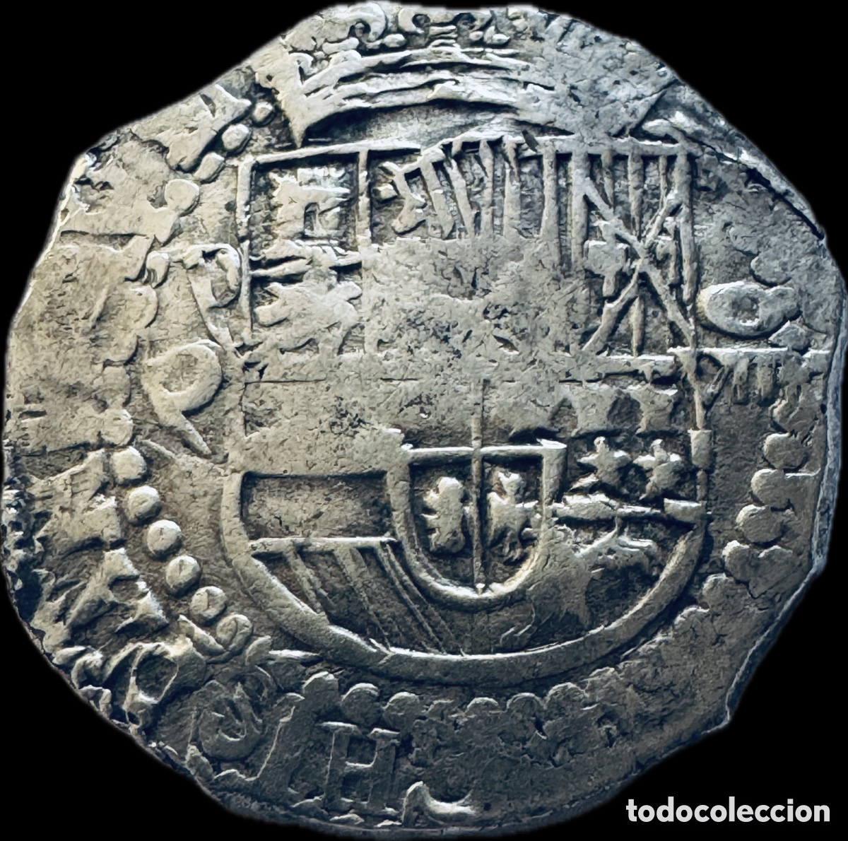 Monedas de Espa&ntilde;a: Felipe II , 8 Reales (macuquina)