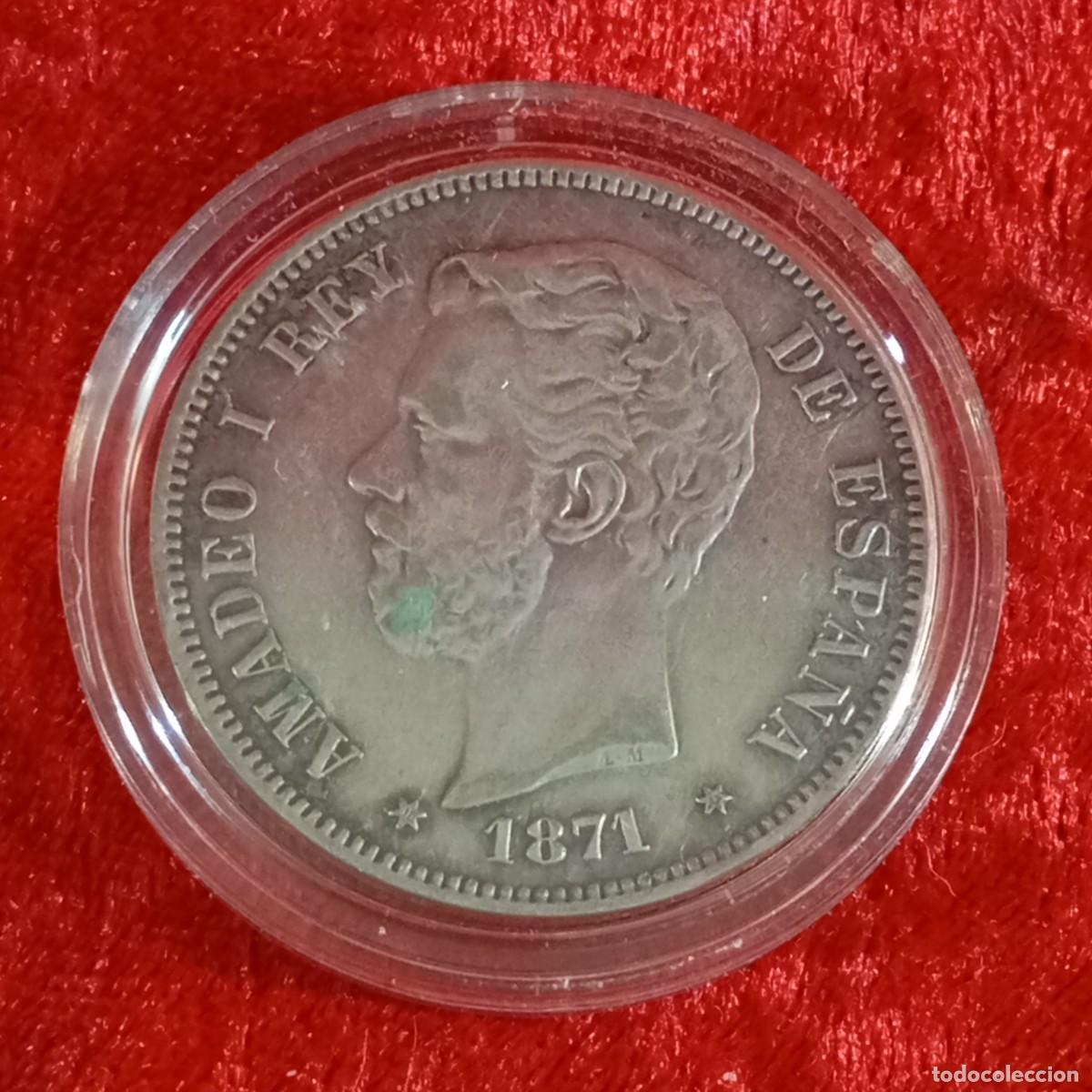 Monedas de Espa&ntilde;a: MONEDA - AMADEO I - 1871 - ESTRELLA 71 - S-D-M - 5 PESETAS - 25 G APROX - PLATA / 26