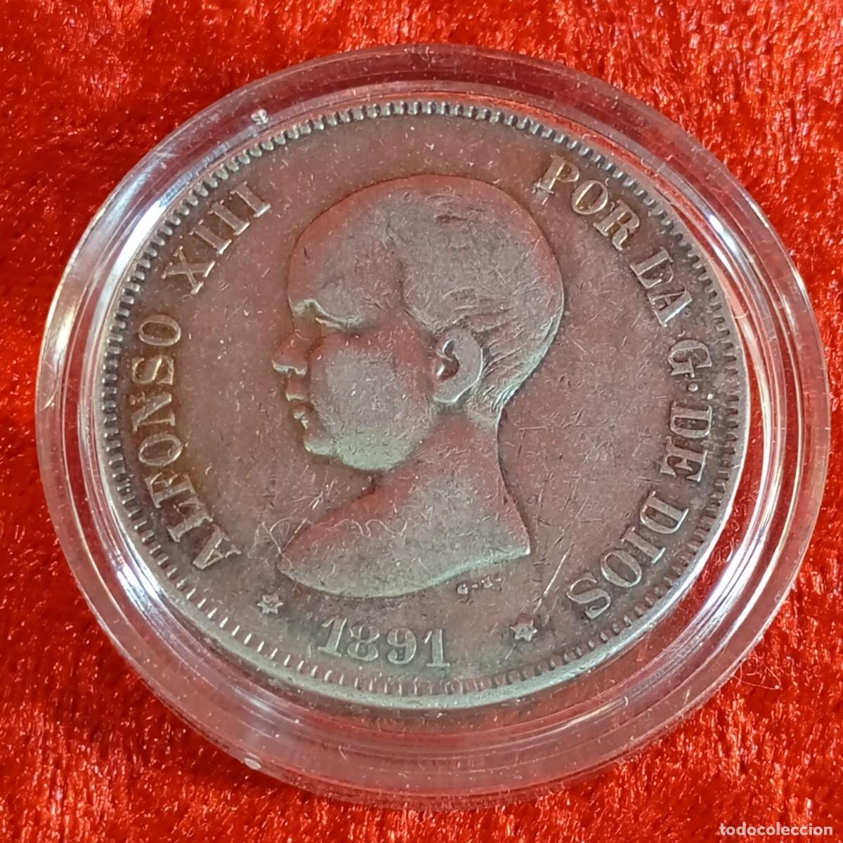 M&uuml;nzen von Spanien: MONEDA - ALFONSO XIII - 1891 - ESTRELLA 91 - P.G.M. - 5 PESETAS - 25 G APROX - PLATA / 31