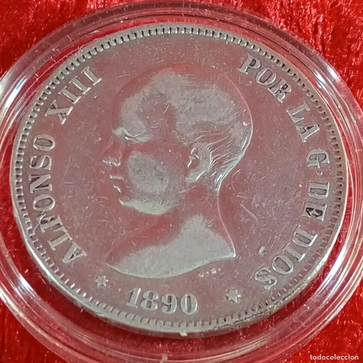 M&uuml;nzen von Spanien: MONEDA - ALFONSO XIII - 1890 - ESTRELLA 90 - M.P.M. - 5 PESETAS - 25 G APROX - PLATA / 32