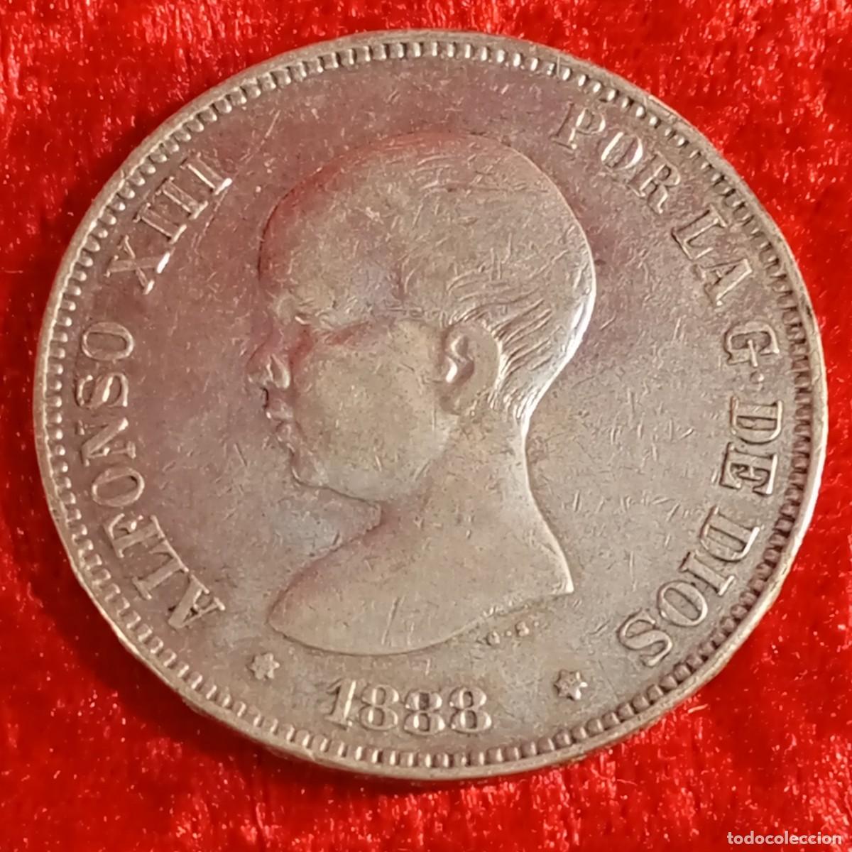 M&uuml;nzen von Spanien: MONEDA - ALFONSO XIII - 1898 - ESTRELLA 88 - M.P.M. - 5 PESETAS - 25 G APROX - PLATA / 34
