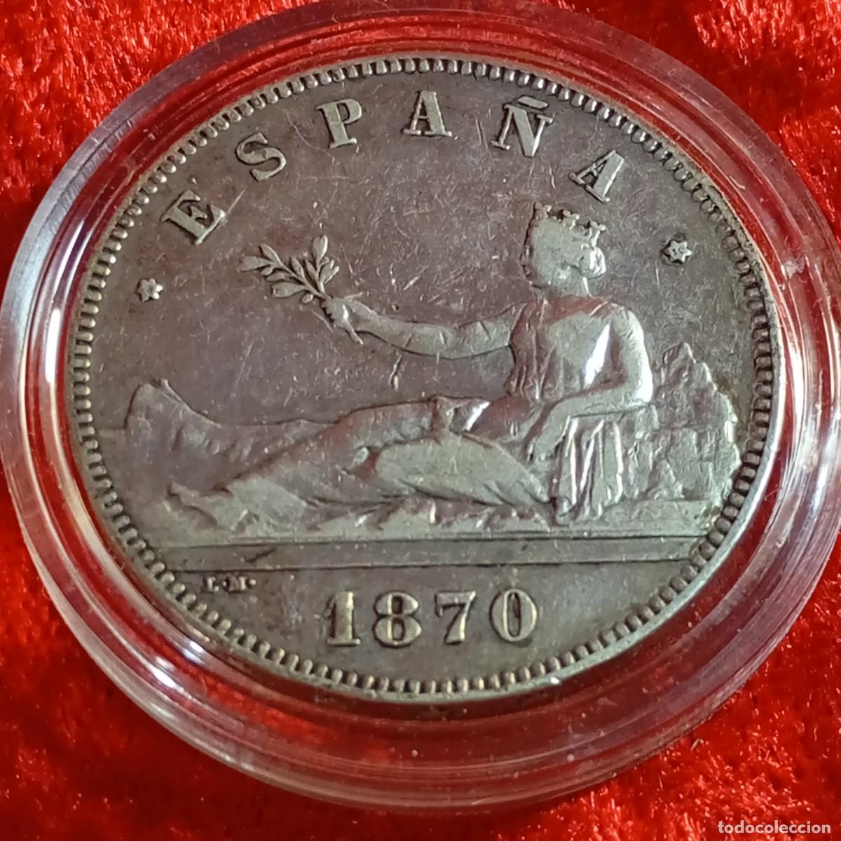 M&uuml;nzen von Spanien: MONEDA - GOBIERNO PROVISIONAL - 1870 - ESTRELLA 70 - 5 PESETAS - 25 G APROX - PLATA / 38