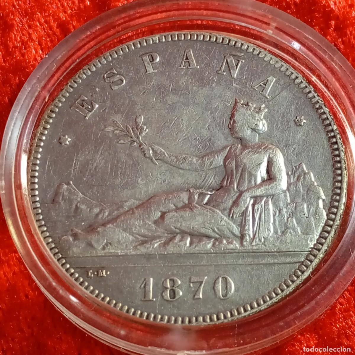 M&uuml;nzen von Spanien: MONEDA - GOBIERNO PROVISIONAL - 1870 - ESTRELLA 70 - 5 PESETAS - 25 G APROX - PLATA / 39