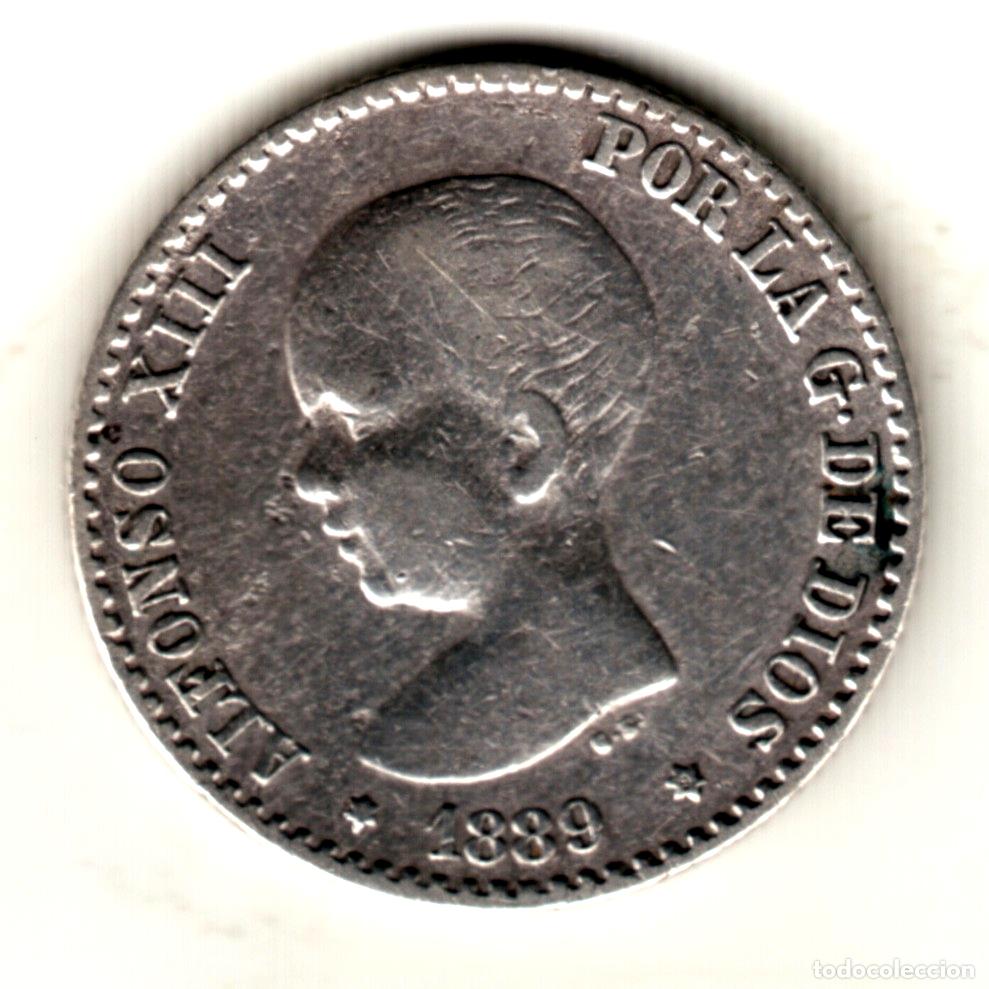 M&uuml;nzen von Spanien: ESPA&Ntilde;A 50 centimos plata 1889 MP. M. Rey Alfonso XIII - Tipo pel&oacute;n