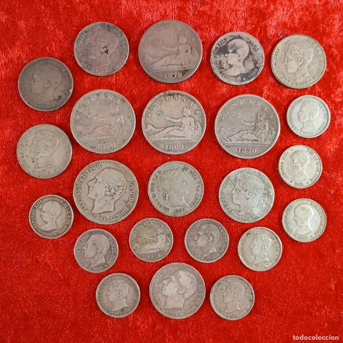 Monedas de Espa&ntilde;a: LOTE 23 MONEDAS ISABEL II, ALFONSO XII, ALFONSO XIII Y GOB. PROV. - PLATA - 112 G - INVERSI&Oacute;N / 46