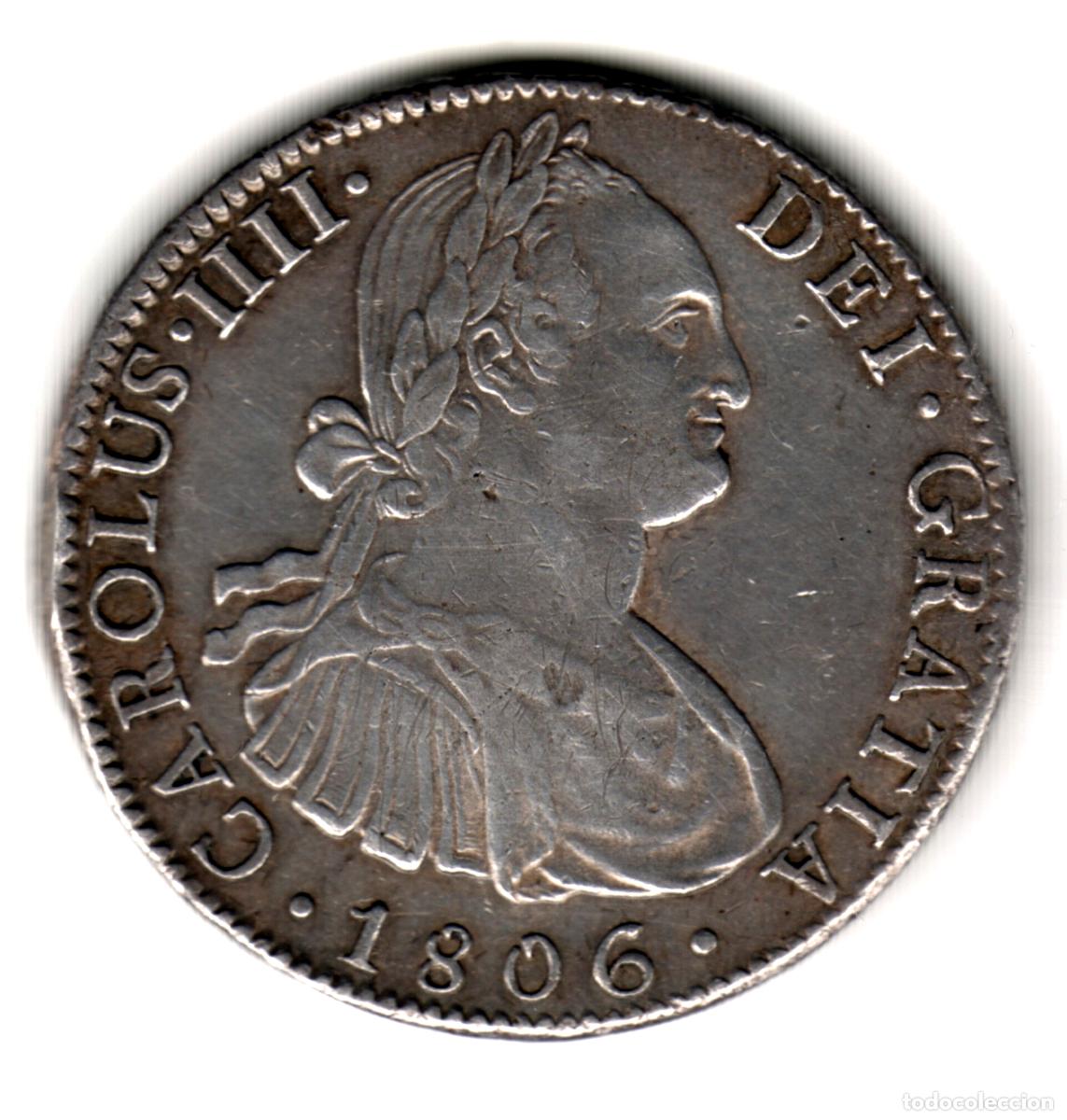 Monedas de Espa&ntilde;a: ESPA&Ntilde;A 8 Reales plata 1806 TH Mexico Rey Carlos IV