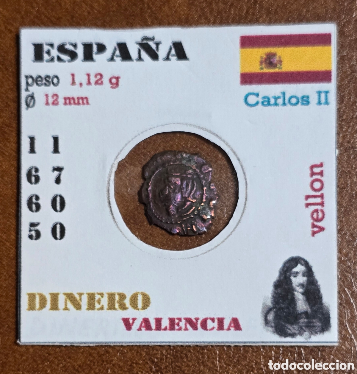 Moedas de Espanha: Carlos II Dinero de Vellon Valencia 1665-1700