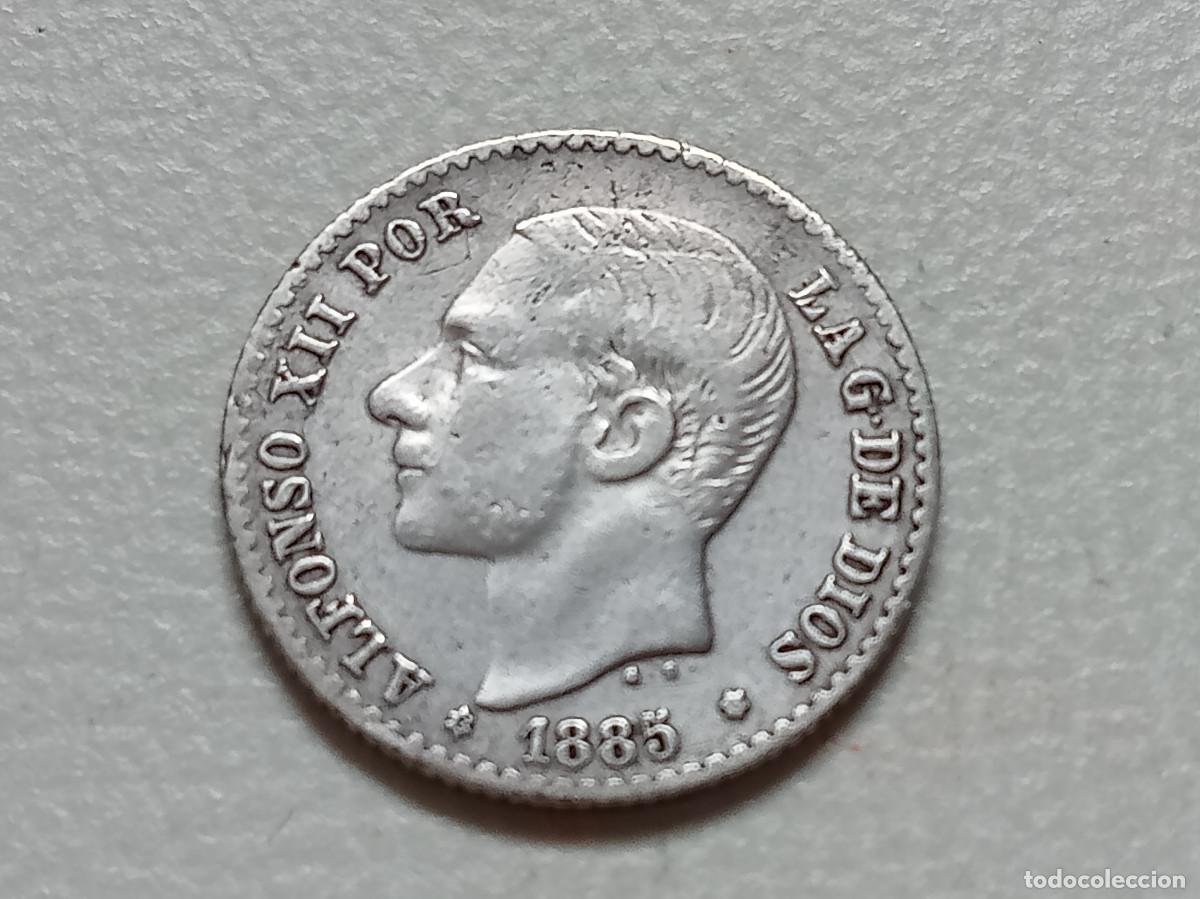 Monedas de Espa&ntilde;a: ALFONSO XII 50 C&Eacute;NTIMOS PLATA 1885 *(8-6) MSM MBC