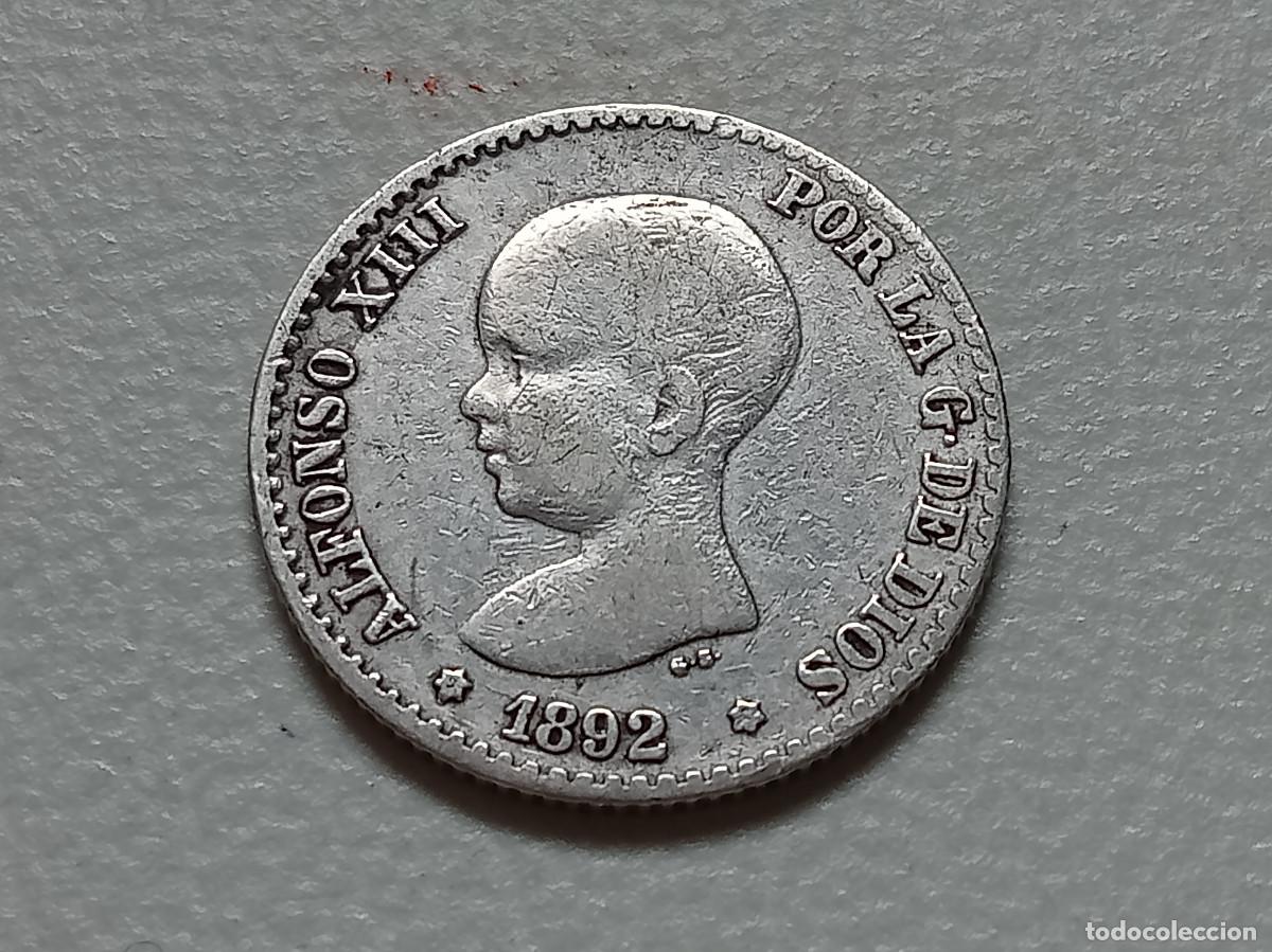 Monedas de Espa&ntilde;a: ALFONSO XIII 50 C&Eacute;NTIMOS PLATA 1892 *(9-X) PGM MBC-