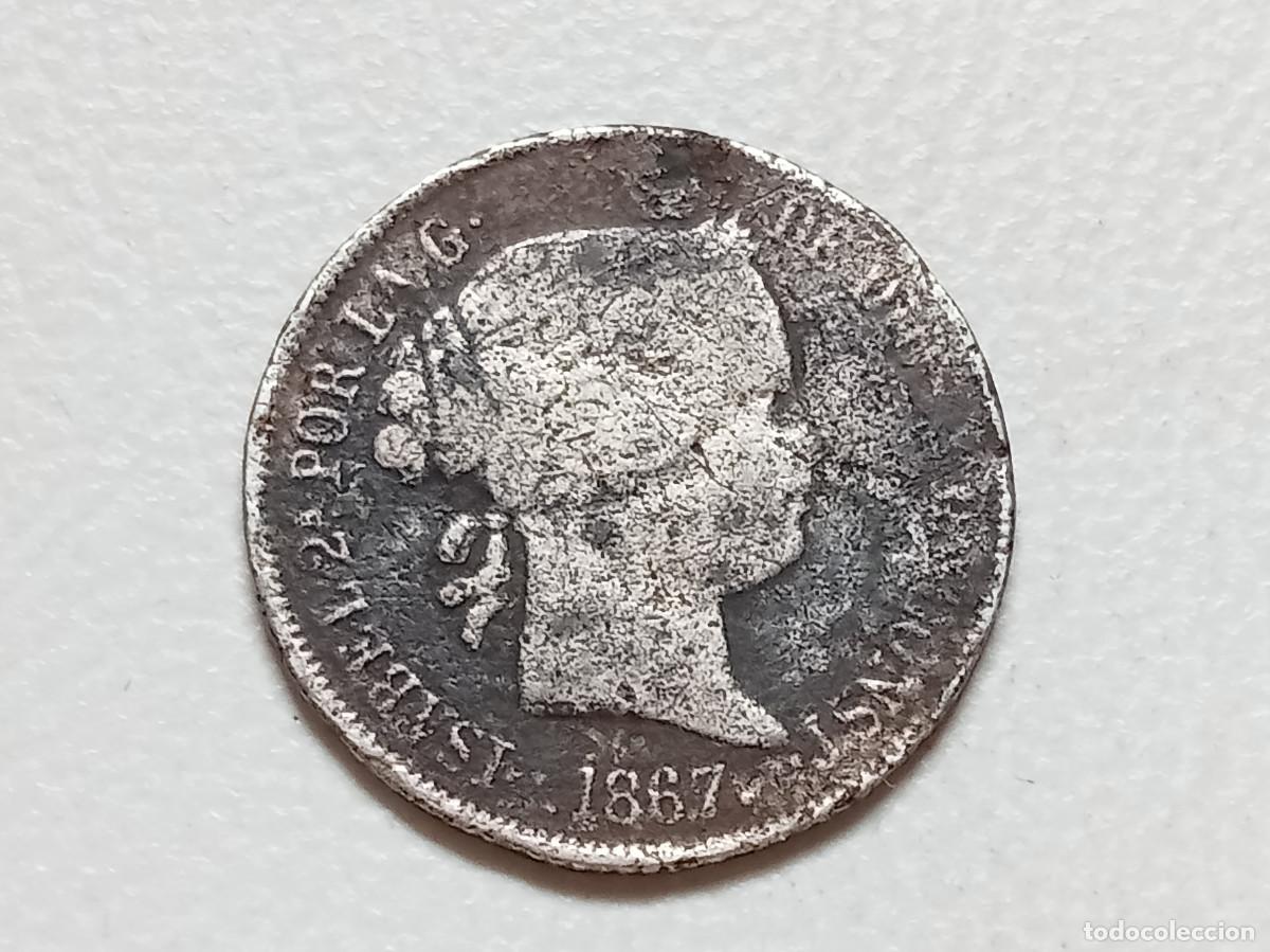 Monedas de Espa&ntilde;a: ISABEL II 40 C&Eacute;NTAVOS DE PESO 1867 FALSA DE &Eacute;POCA BC+