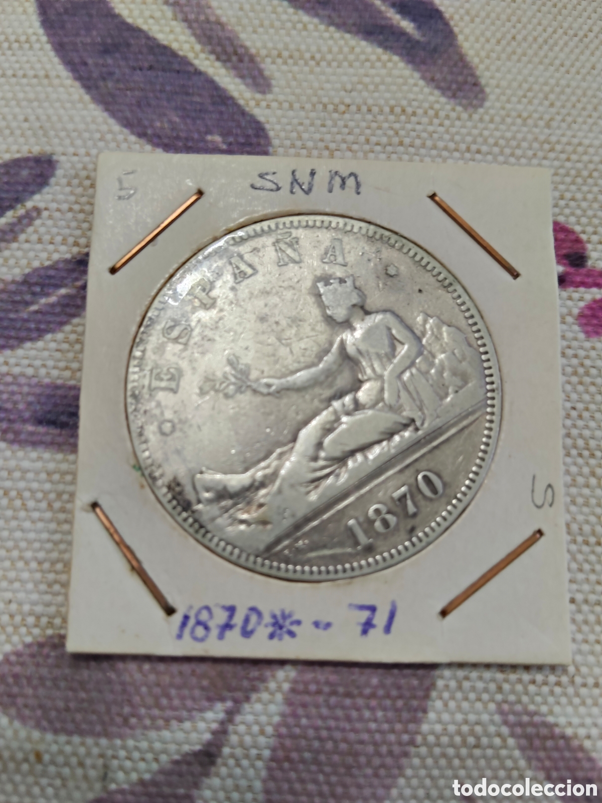 Monedas de Espa&ntilde;a: Moneda de plata de 5 pts A&Ntilde;O 1870*71