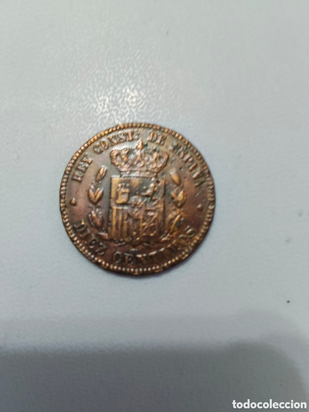 Monedas de Espa&ntilde;a: Moneda de bronce a&ntilde;o 1877 - Foto 2