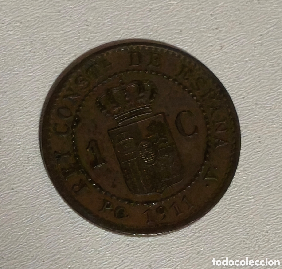 Monedas de Espa&ntilde;a: 1 CENTIMO ESPA&Ntilde;A 1911 PC V ALFONSO XIII - Foto 2