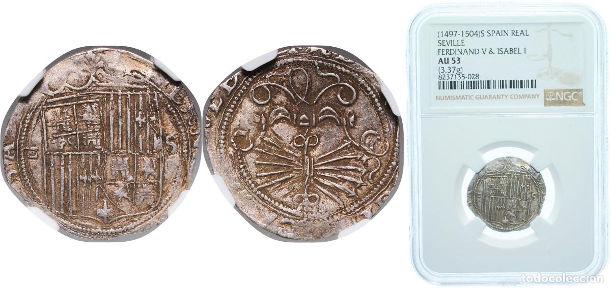 Monedas de Espa&ntilde;a: Spain Catholic Kings (1474-1504) ND (1497 - 1504)S 1 Real - Ferdinand V and Isabella I Silver (.931