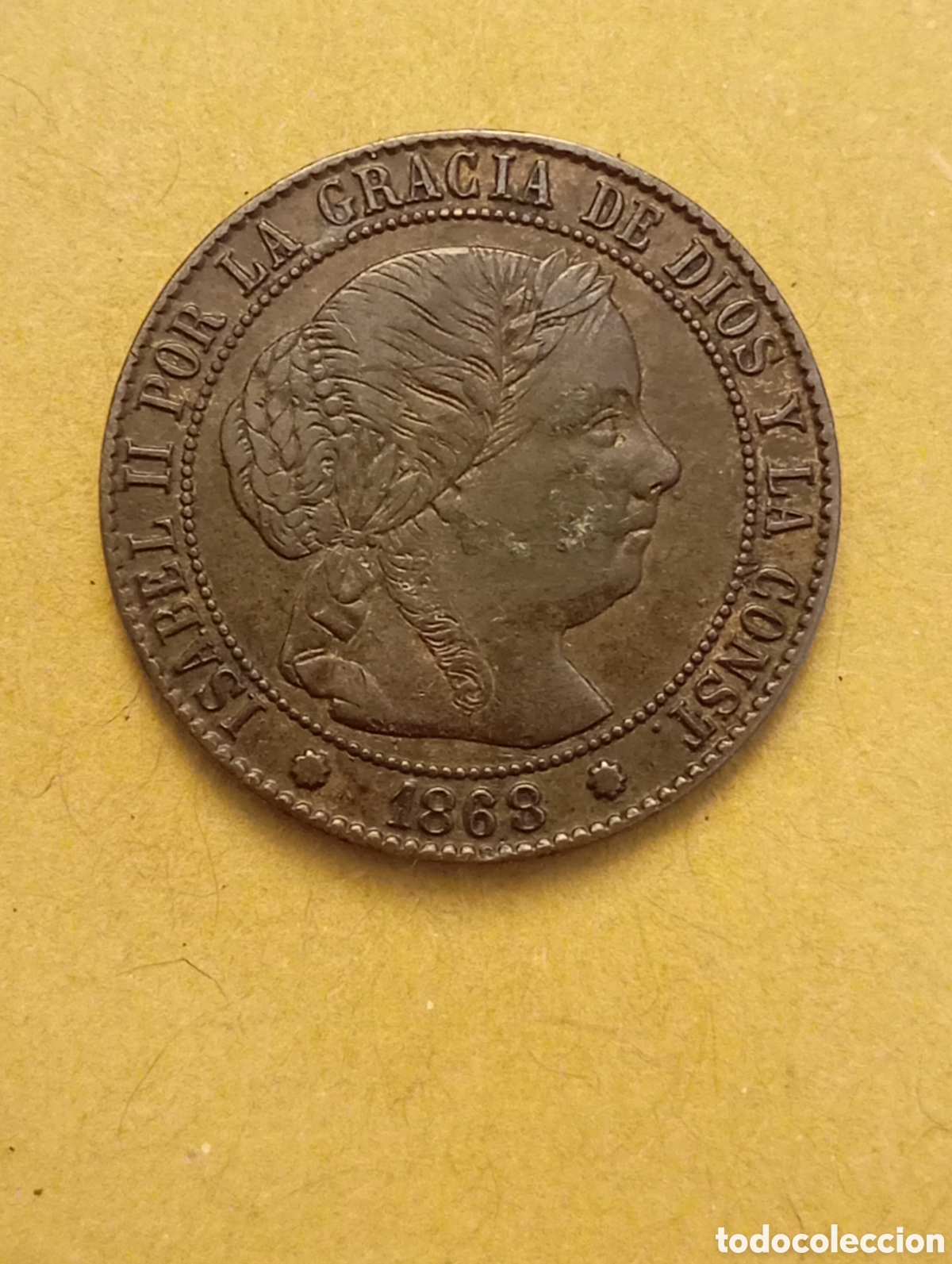 Monedas de Espa&ntilde;a: Moneda de 1/2 c&eacute;ntimo de Escudo de 1868.