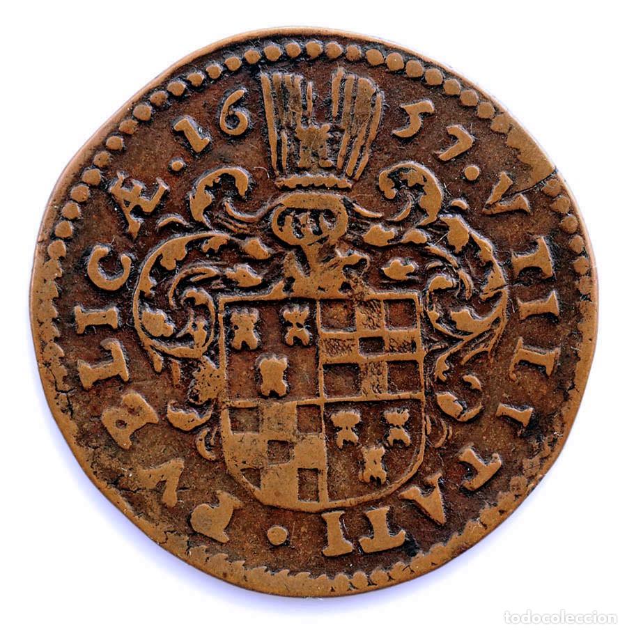 Monedas de Espa&ntilde;a: SC-Pa&iacute;ses Bajos Espa&ntilde;oles. Jean Vanden Hecke. Jeton 1657 Bruselas. Cobre 5,1 g