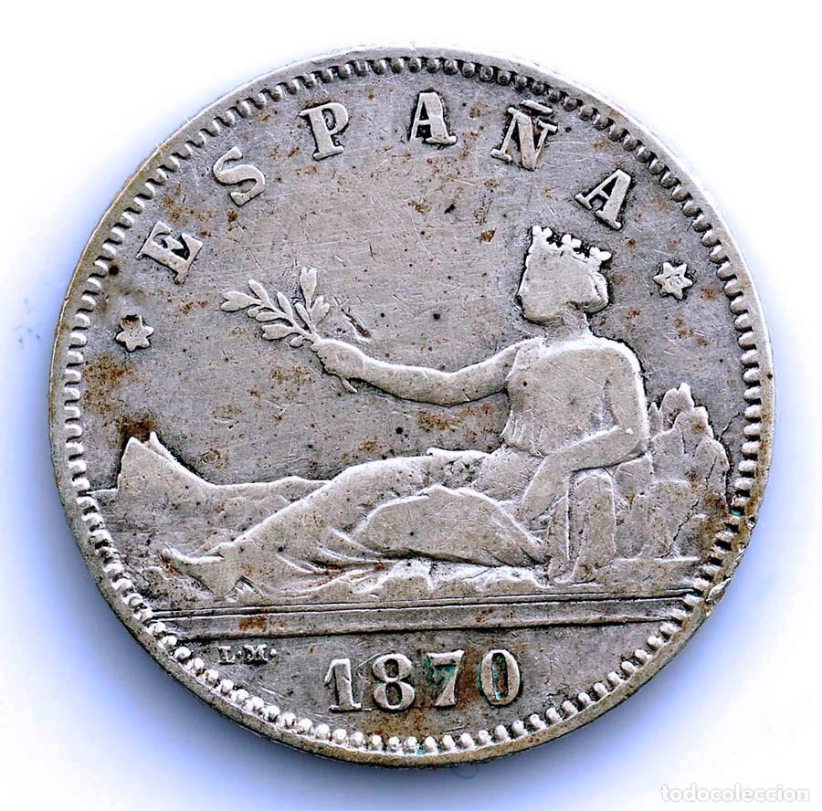 Monedas de Espa&ntilde;a: SC-Spain-Gobierno provisional. 1 peseta 1870*18-73. Madrid. Plata 5 g.