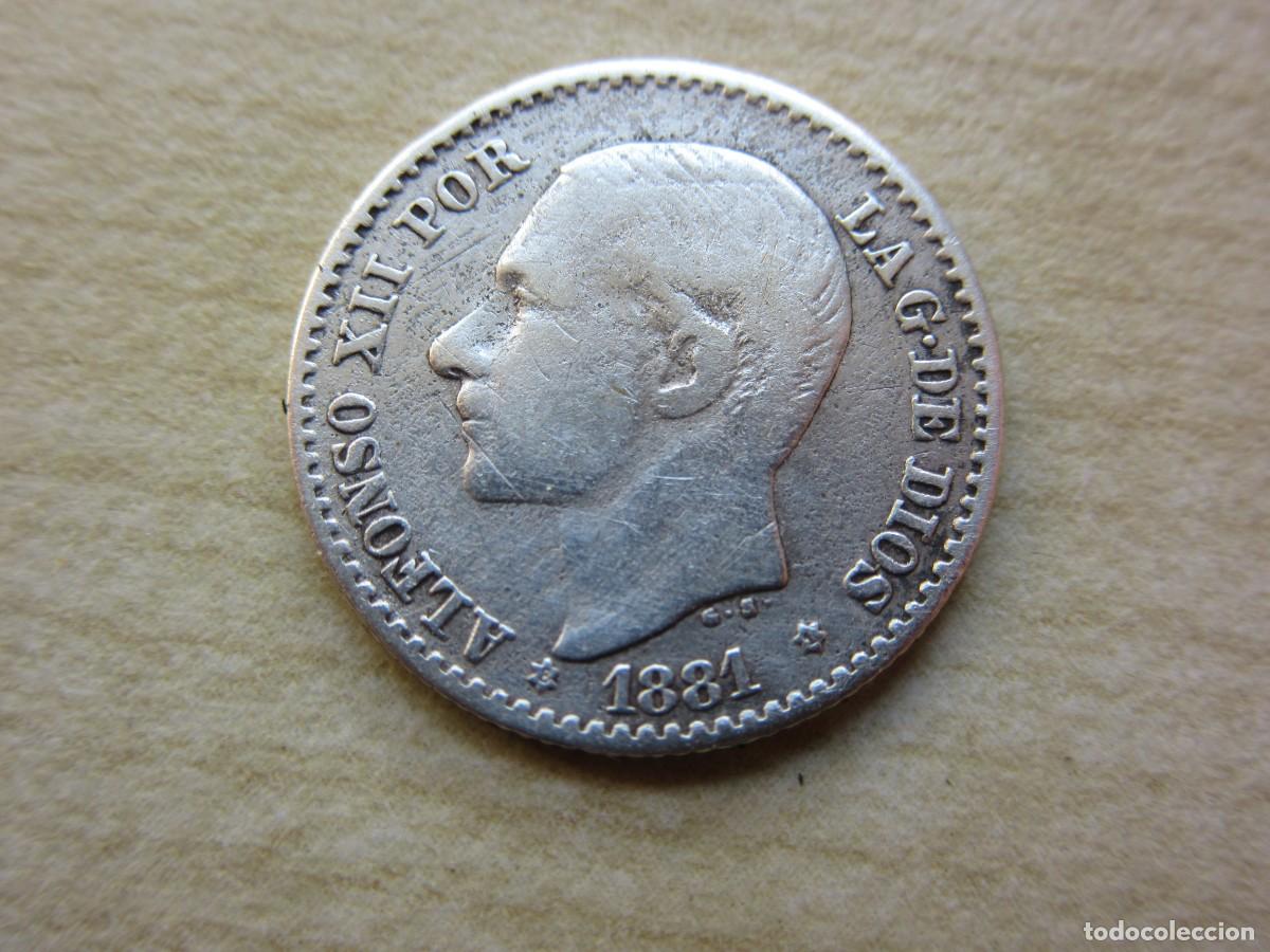 Monedas de Espa&ntilde;a: 50 cm de plata de Alfonso XII fechada en 1881 Estrellas 8 1 Ceca Madrid