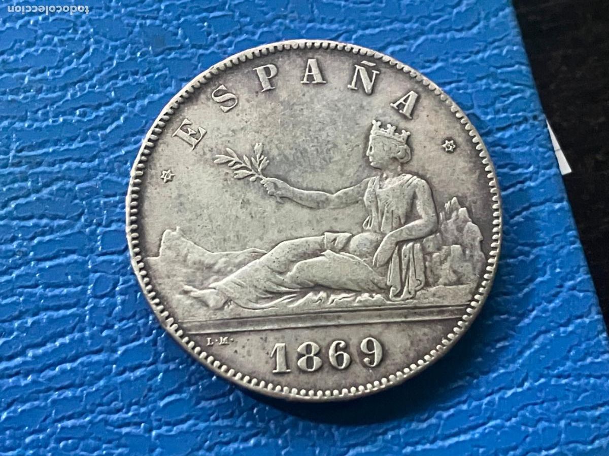 Monedas de Espa&ntilde;a: Moneda plata Espa&ntilde;a 1869 Gobierno Provisional - 5 pesetas - Falsa de &eacute;poca