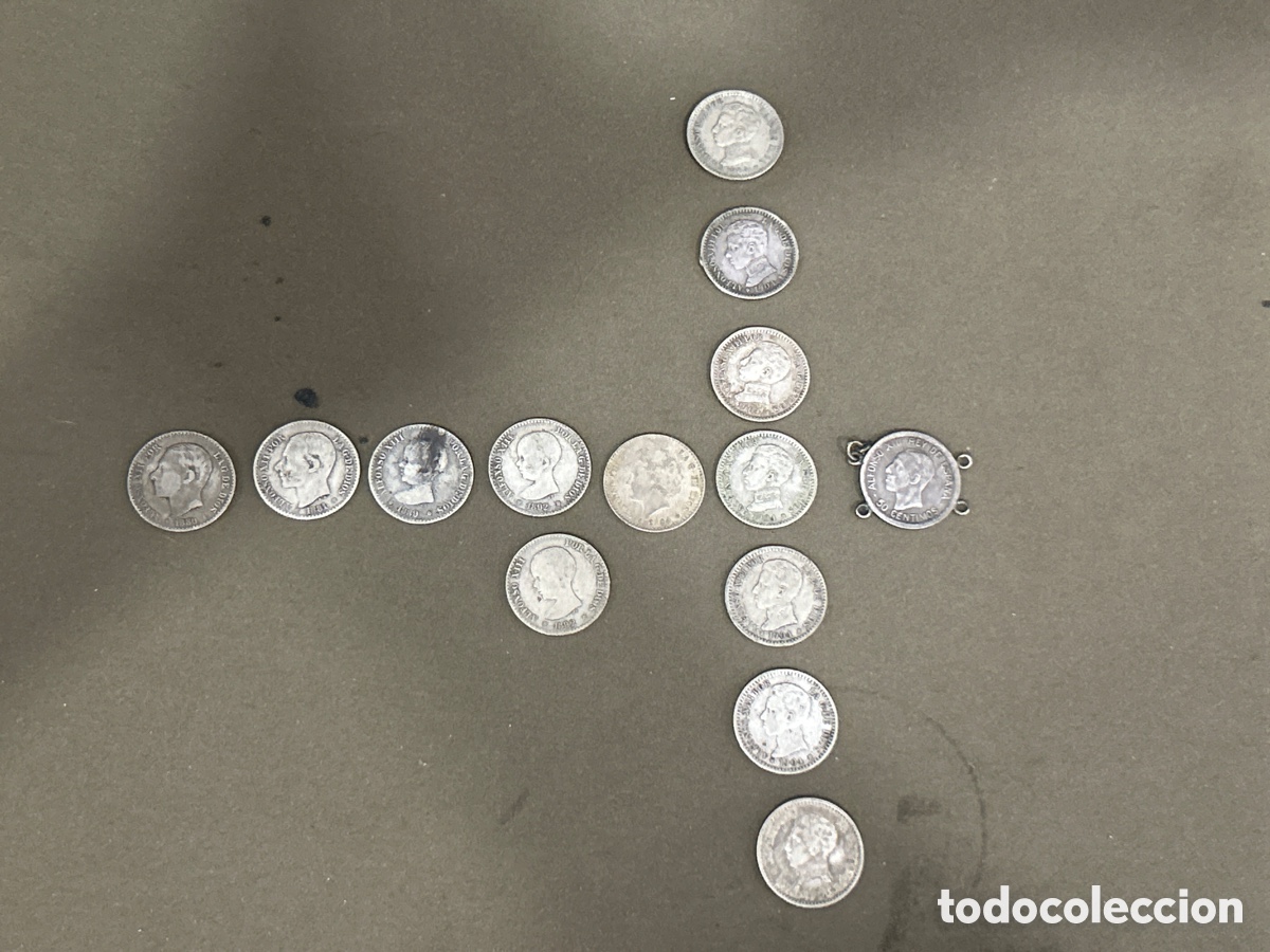 Monedas de Espa&ntilde;a: LOTE DE 14 MONEDAS DE PLATA 50 C&Eacute;NTIMOS ALFONSO XII Y ALFONSO XIII DE DIFERENTES A&Ntilde;OS *VER FOTOS*
