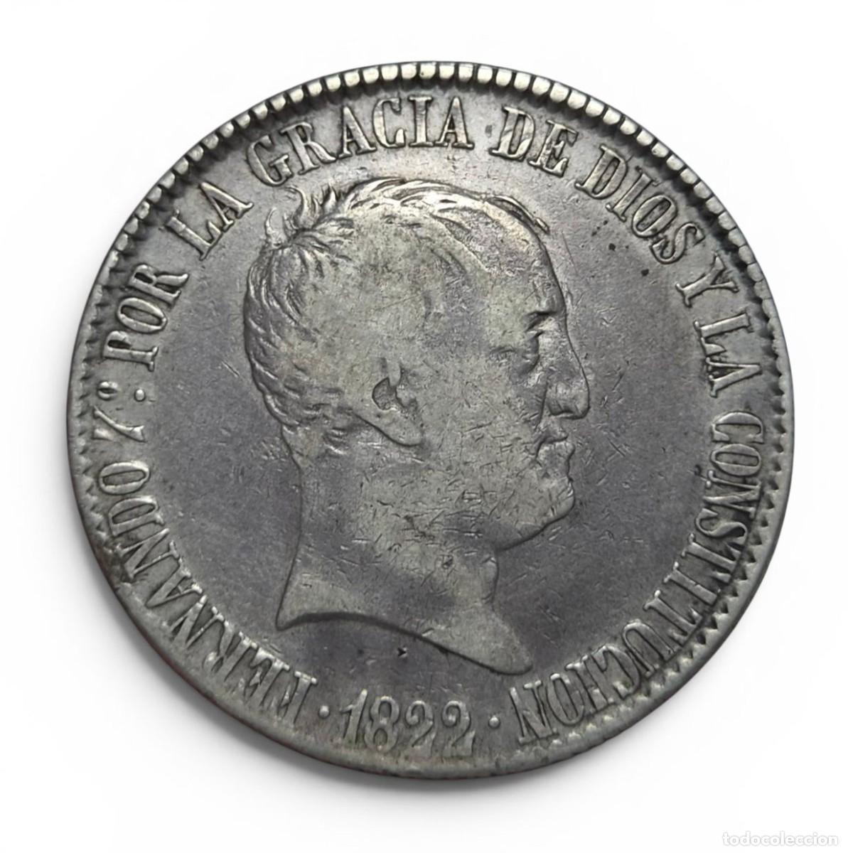 Monedas de Espa&ntilde;a: Fernando VII. 20 Reales 1822 Madrid SR 26,8 gr Escaso Ag MBC-/ MBC
