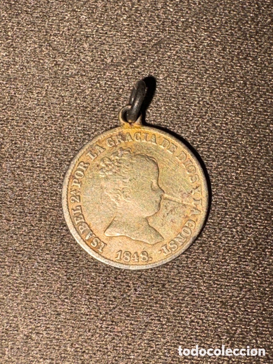 Monedas de Espa&ntilde;a: Moneda/medalla Isabel II la cat&oacute;lica 1848,1 real de plata*ver fotos*