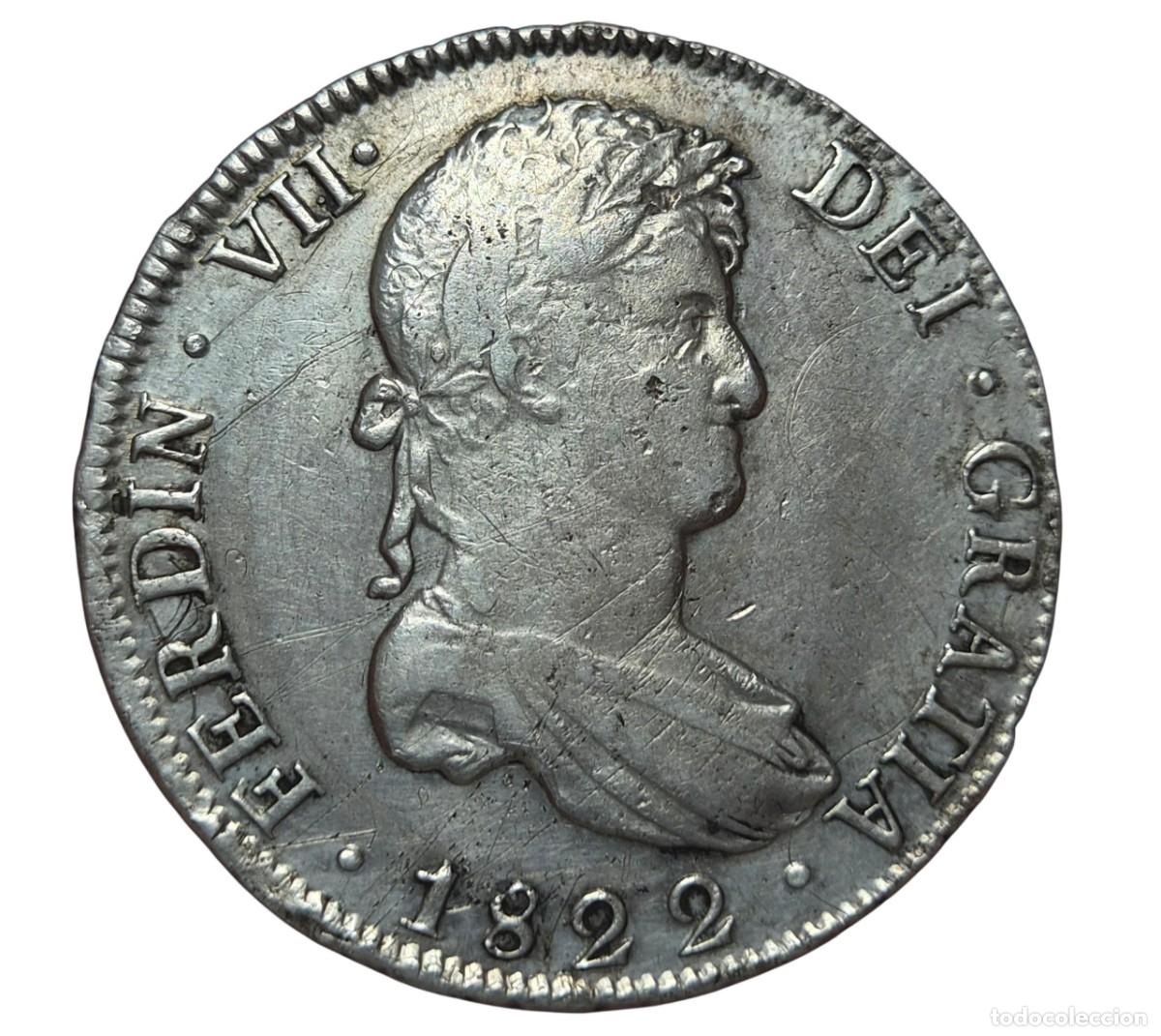 Monedas de Espa&ntilde;a: Fernando VII. 8 Reales 1822 Potos&iacute; JL. 26,7 gr Ag MBC/VF