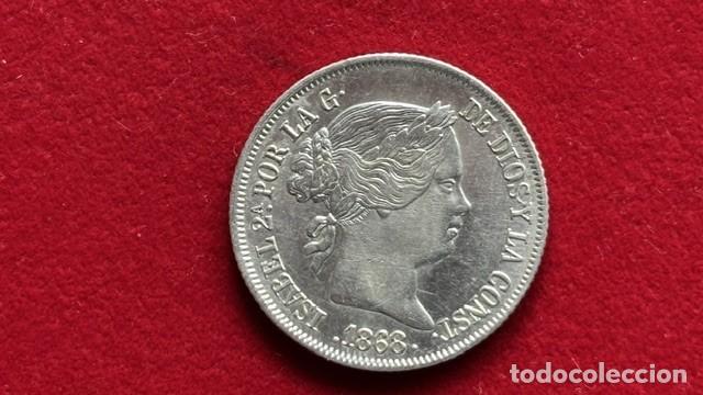 Monedas de Espa&ntilde;a: Isabel II, 40 centimos de escudo 1868 *18 *68 Madrid MBC +/ EBC-