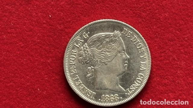 Monedas de Espa&ntilde;a: Isabel II, 40 centimos de escudo 1868 *18 *68 Madrid MBC +/ EBC-, AC 503