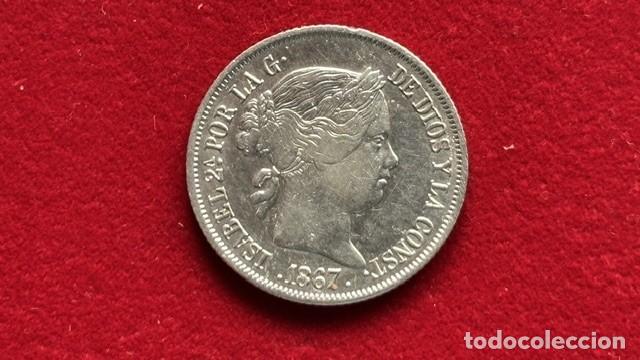 Monedas de Espa&ntilde;a: Isabel II, 40 centimos de escudo 1867 Madrid MBC+, AC 502