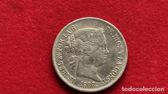 Monedas de Espa&ntilde;a: Isabel II, 40 centimos de escudo 1866 Madrid, MBC/MBC+, AC 501