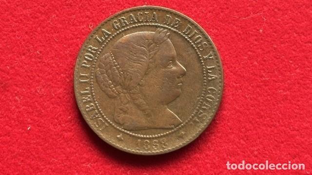 Monedas de Espa&ntilde;a: Isabel II, 2,5 centimos de escudo 1868 OM Jubia, AC 237
