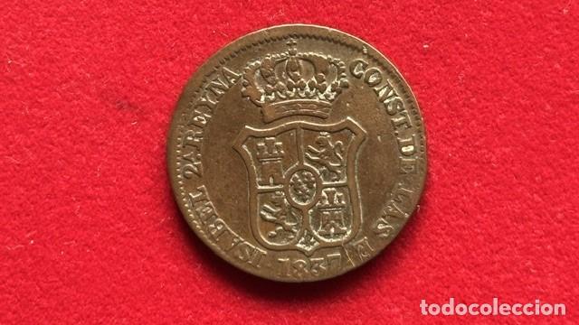 Monedas de Espa&ntilde;a: Isabel II, 3 cuartos 1837 Barcelona, AC 5
