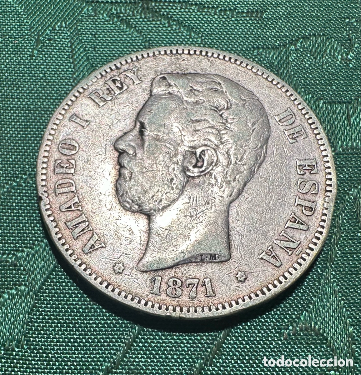 Monedas de Espa&ntilde;a: MONEDA DE 5 PESETAS PLATA (DURO)DE AMADEO I REY DEL A&Ntilde;O 1871.