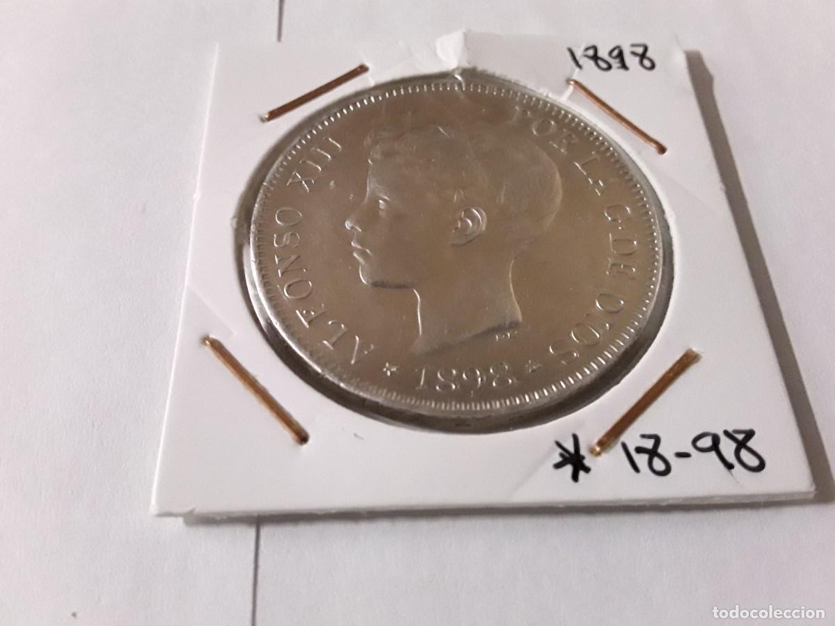 Monedas de Espa&ntilde;a: ESPA&Ntilde;A - 5 PESETAS DE PLATA ALFONSO XIII A&Ntilde;O 1898*18-98. ESTRELLAS PERFECTAS.