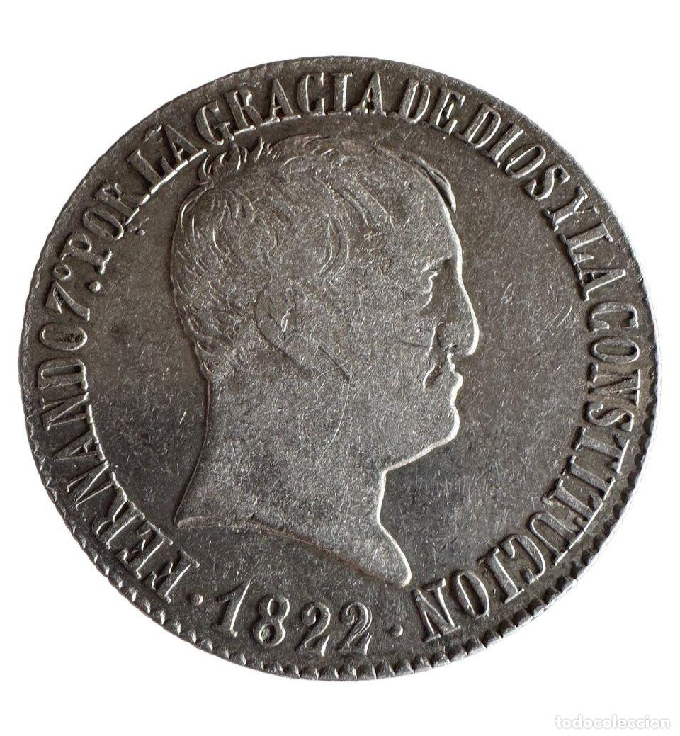 Monedas de Espa&ntilde;a: Fernando VII. 20 Reales 1822 Sevilla RD 27,gr. MBC+/ Nice VF Escaso
